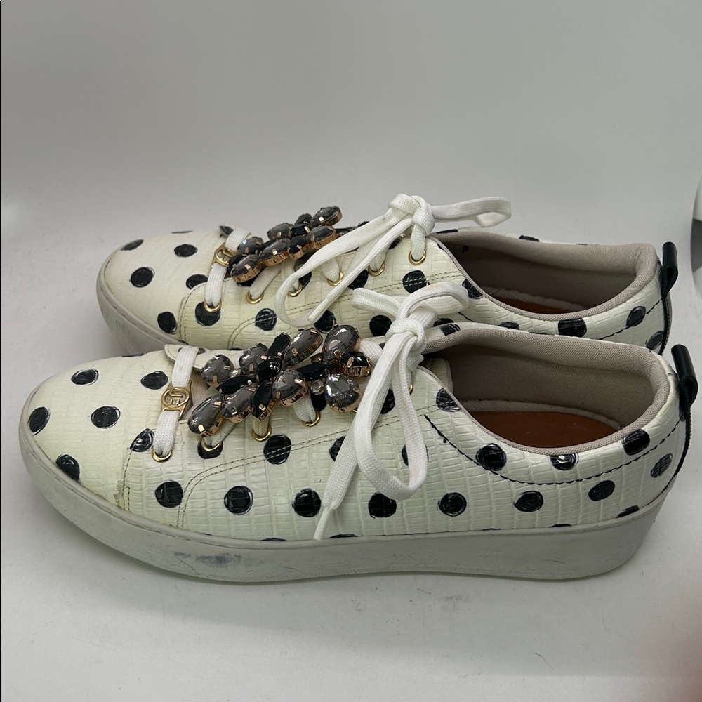 Jorge Bischoff Crystal White/Black Polka Dot Sneakers Shoes **Size 37/US 6**🌺🌺 - Picture 5 of 11
